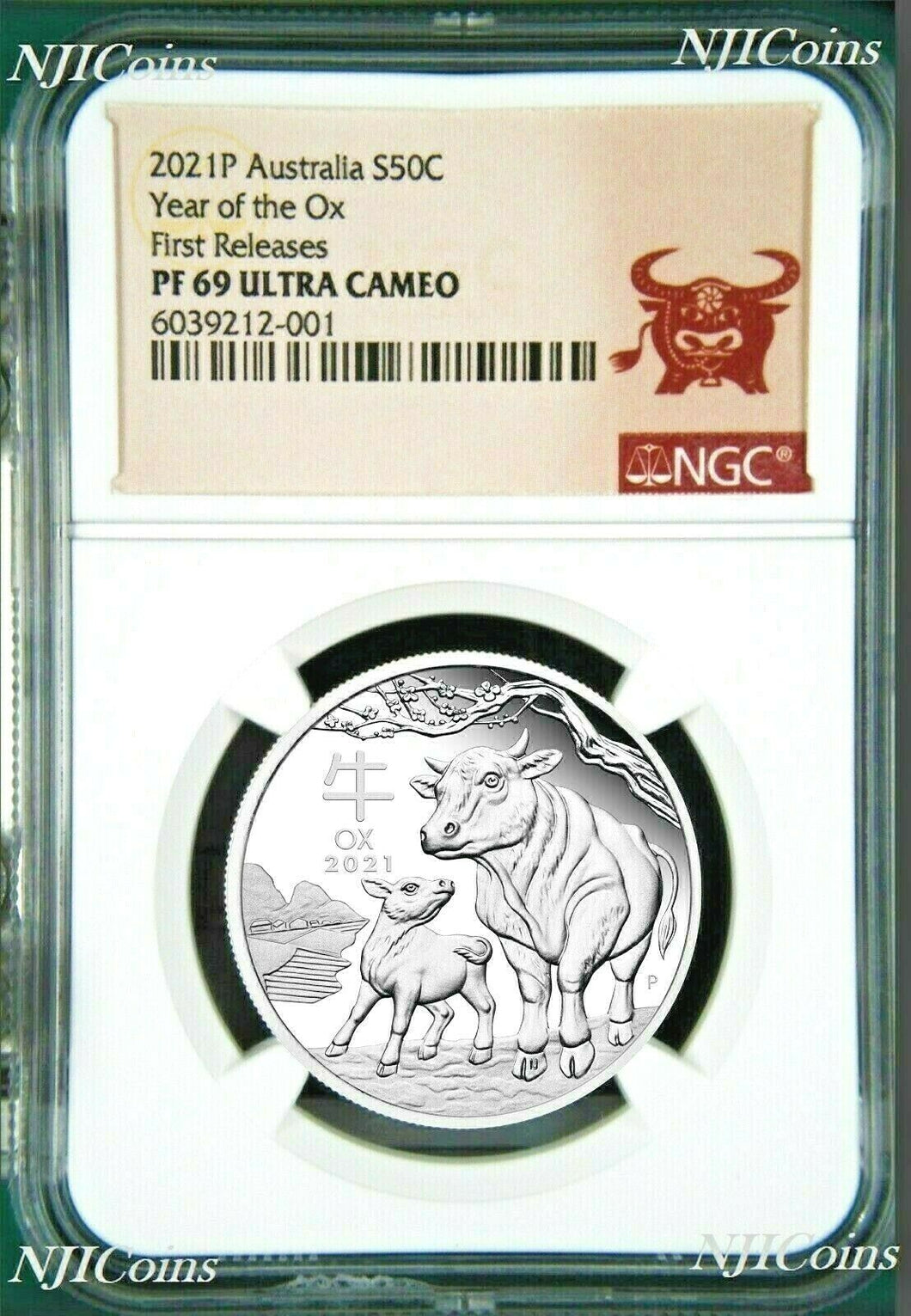 2021 PROOF Silver Lunar Year of the OX NGC PF69 1/2oz Coin Half Dollar FR