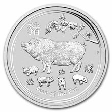 Load image into Gallery viewer, 2019 1/2oz 50c Silver Lunar Year of The Pig BU Coin Australia Perth Mint In Cap
