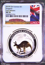 Load image into Gallery viewer, 2019 P Australia GILDED Silver Kangaroo NGC MS70 1oz Coin w/OGP gilt FR BL LABEL
