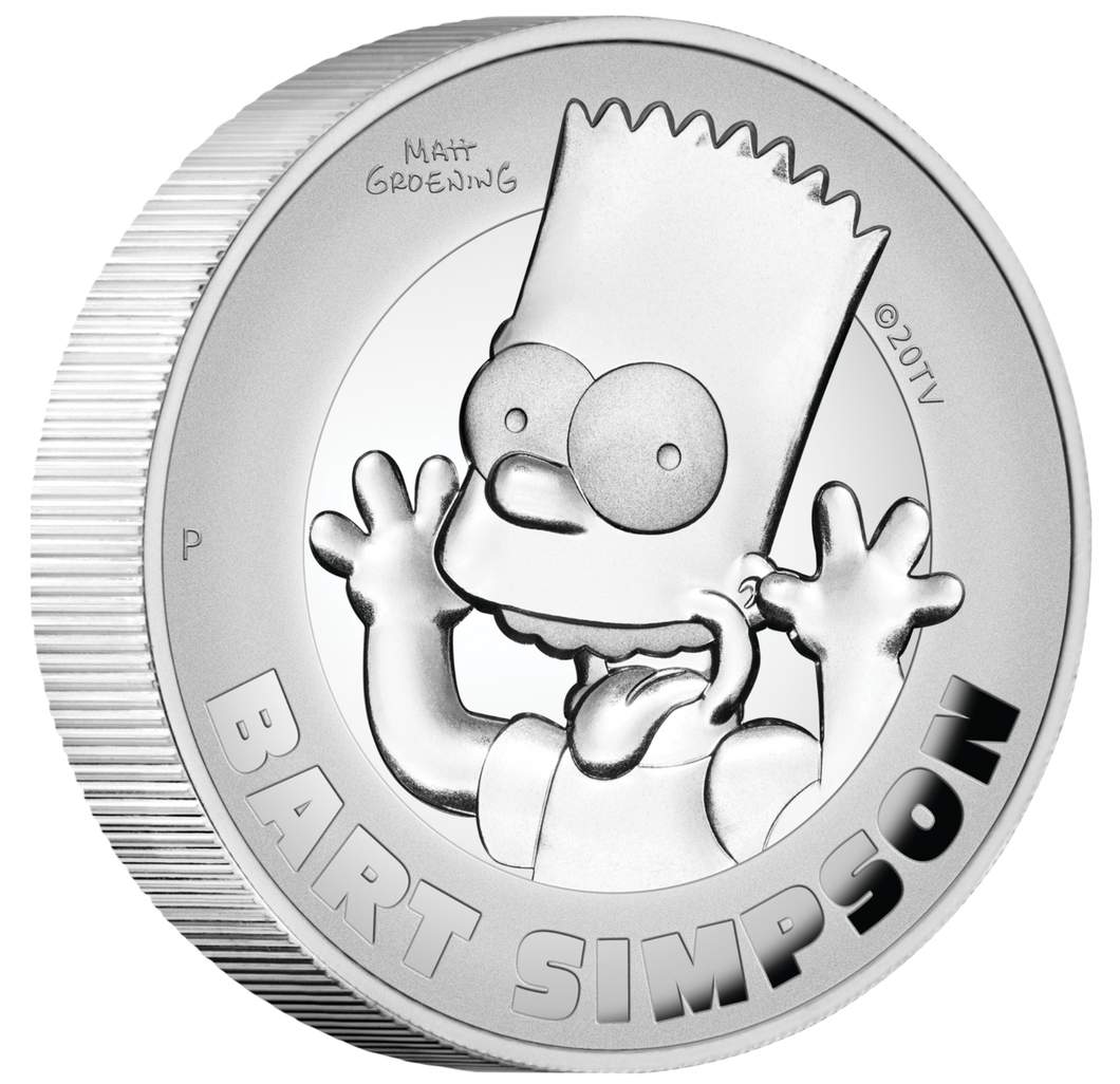 2021 Bart Simpson 2oz .9999 SILVER PROOF HIGH RELIEF $2 COIN 3000 Mintage ONLY