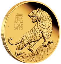 Load image into Gallery viewer, 2022 Australian Lunar Year of the Tiger 1/4 oz Gold Proof $25 Coin NEW Series-3
