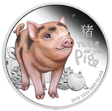 Load image into Gallery viewer, 2019 BABY PIG 1/2 oz Silver Proof Half Dollar Coin Lunar Year Colorized Tuvalu
