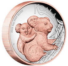 Load image into Gallery viewer, 2023 Australia Pink Gold GILT HIGH RELIEF 5oz Silver Koala $8 Coin NGC PF70 FR
