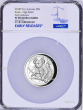 Load image into Gallery viewer, 500 Mintage 2018 P Australia HIGH RELIEF 5oz Silver Koala $8 Coin NGC PF69 UC ER
