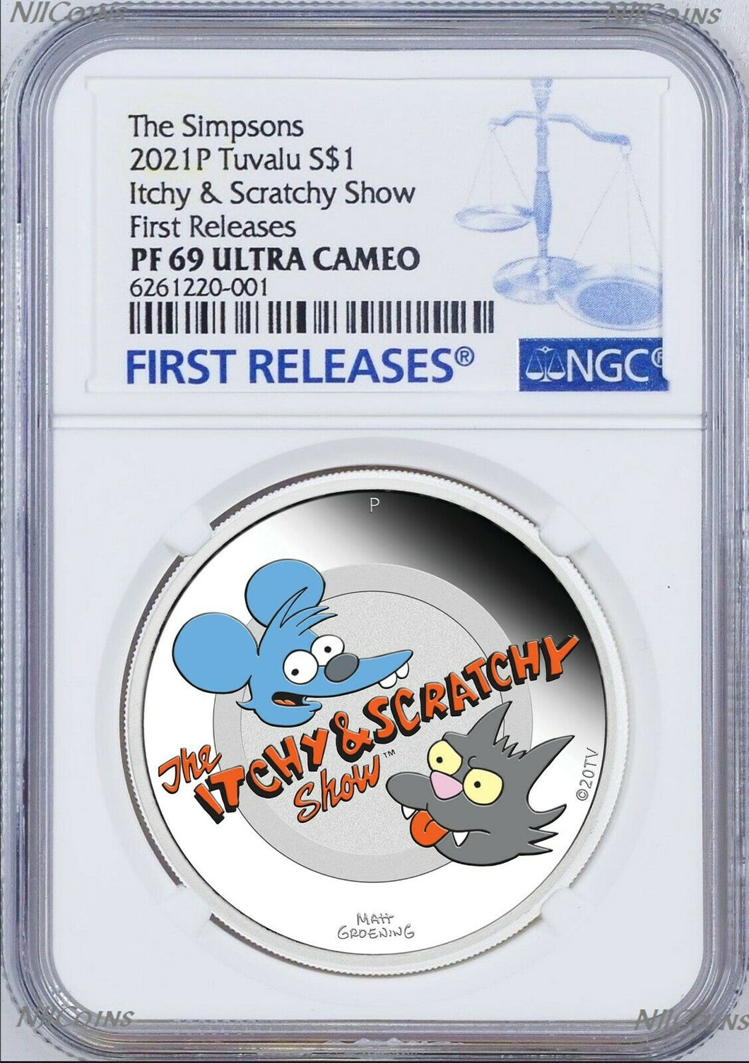 2021 The Simpsons Itchy & Scratchy Show Proof $1 1oz Silver COIN NGC PF 69 FR