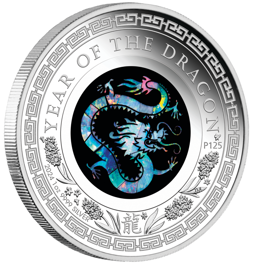 2024 Australia Opal Series Lunar Year of the Dragon 1oz Silver Proof $1 Coin