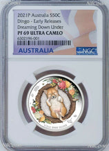 Load image into Gallery viewer, 2021 TUVALU Dreaming Down Under – Dingo Silver Proof NGC PF 69 1/2oz Coin ER
