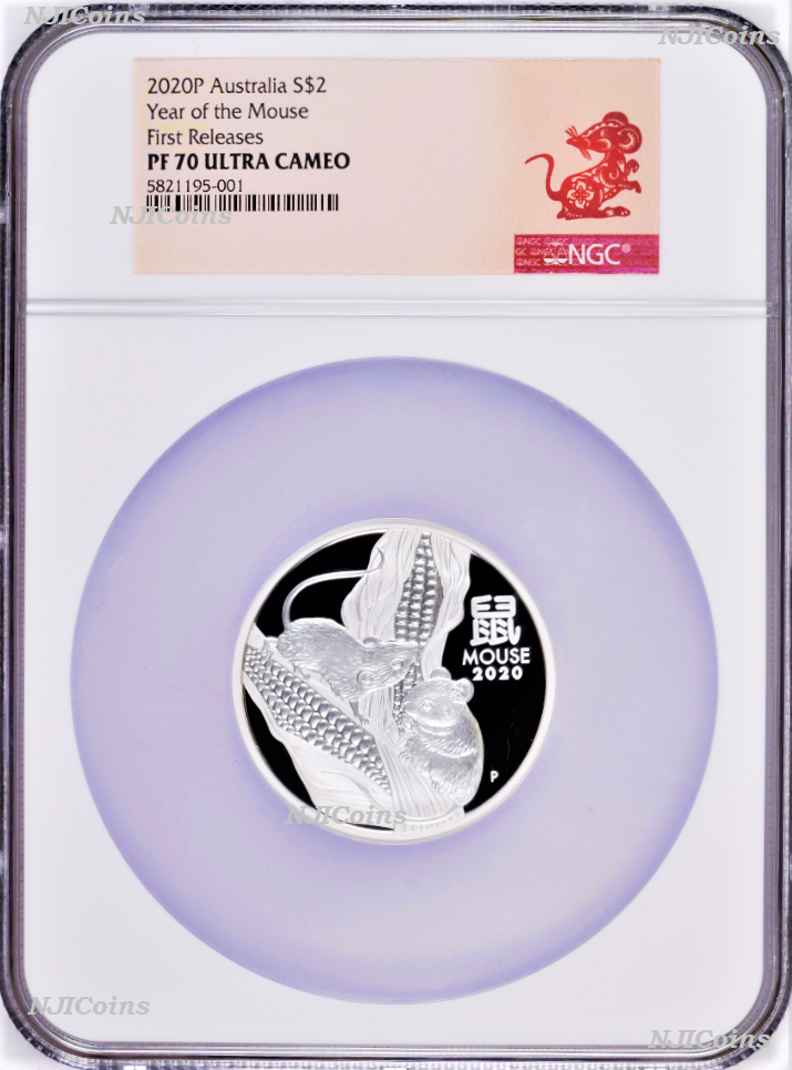 2020 Australia PROOF Silver Lunar Year of the MOUSE NGC PF70 2oz $2 Coin Series3