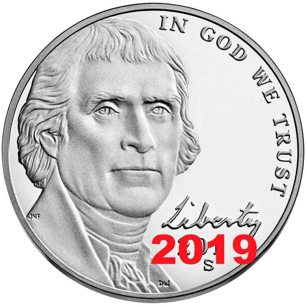 2019 S Proof Jefferson Nickel 5c Gem Deep Cameo from Mint Proof Set