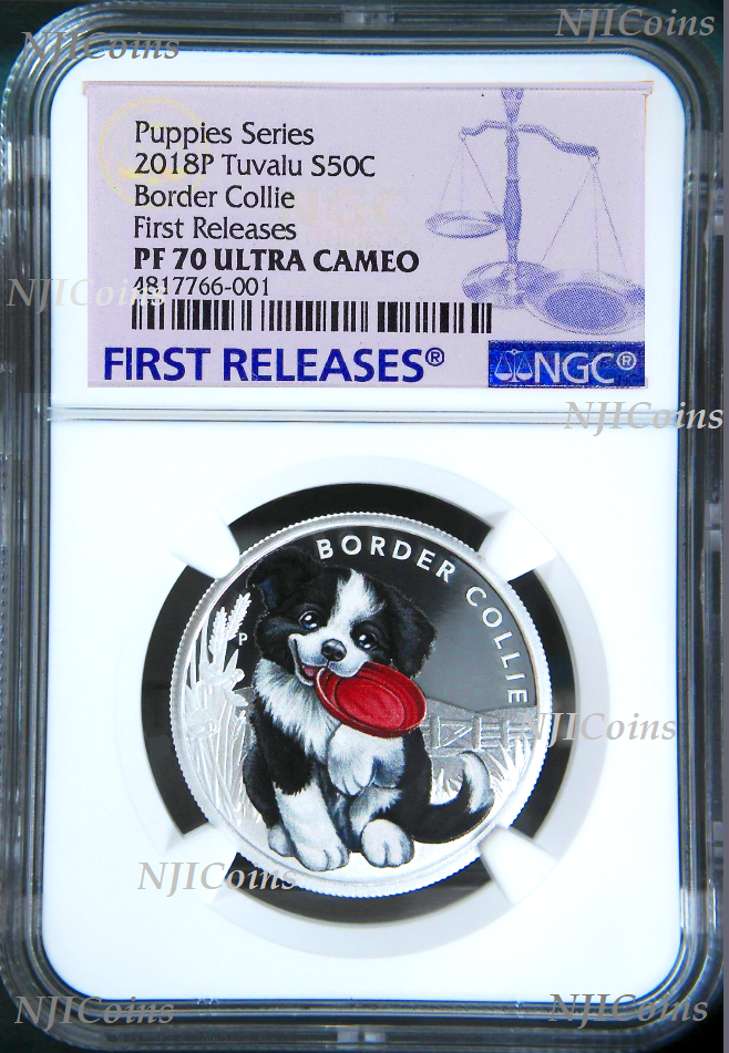 2018 Puppies Border Collie PROOF Silver NGC PF 70 1/2oz Coin Lunar Year DOG FR