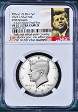 Load image into Gallery viewer, 2023 S Proof SILVER Kennedy Half Dollar 50c NGC PF70 UC FR &quot;10-Coin-PF-SET&quot;
