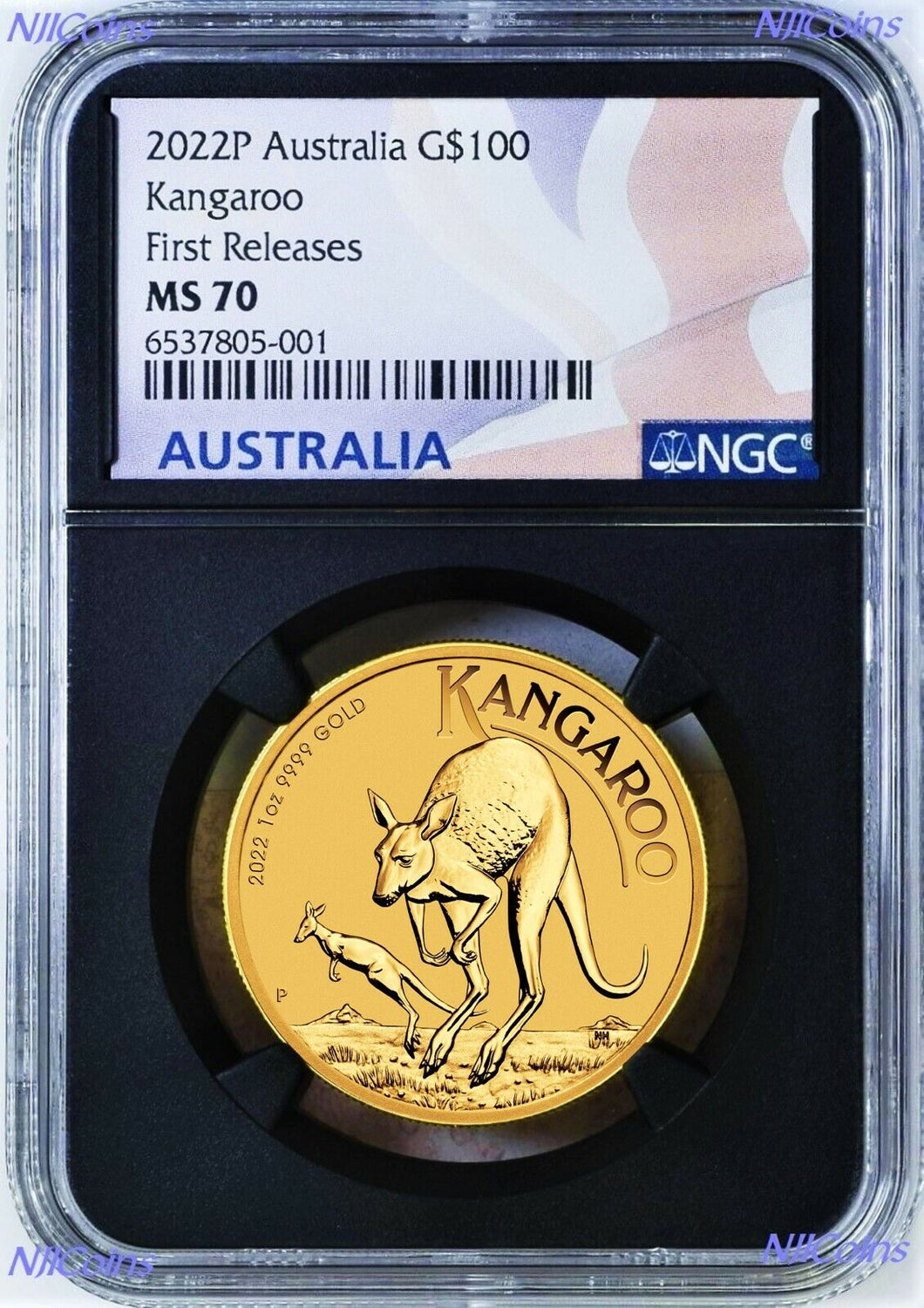 2023 Australia Bullion 1oz .9999 GOLD Kangaroo NGC MS70 $100 Coin FR Black Core