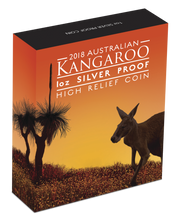 Load image into Gallery viewer, 2018 Australian Kangaroo 1 oz Dollar $1 Silver Proof High Relief Coin Australia
