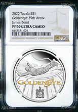 Load image into Gallery viewer, 2020 James Bond 007 Goldeneye .9999 SILVER PROOF $1 1oz COIN NGC PF69 Br Label
