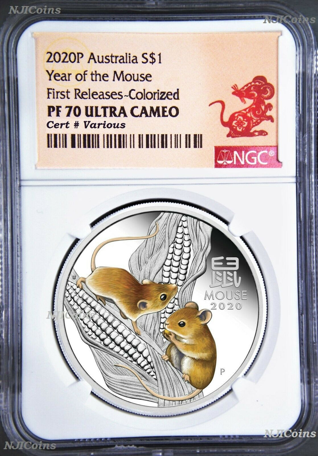 2020 Australia PROOF Colored Silver Lunar Year of the MOUSE NGC PF70 1oz Coin FR