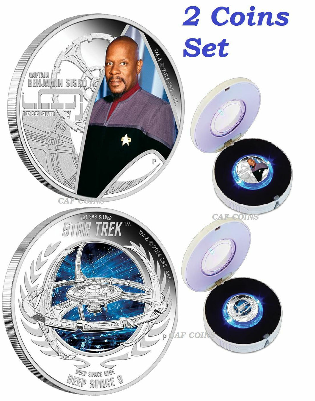 2015 Tuvalu Star Trek Deep Space Nine 2 COIN set Captain Sisko Silver Dollars $1