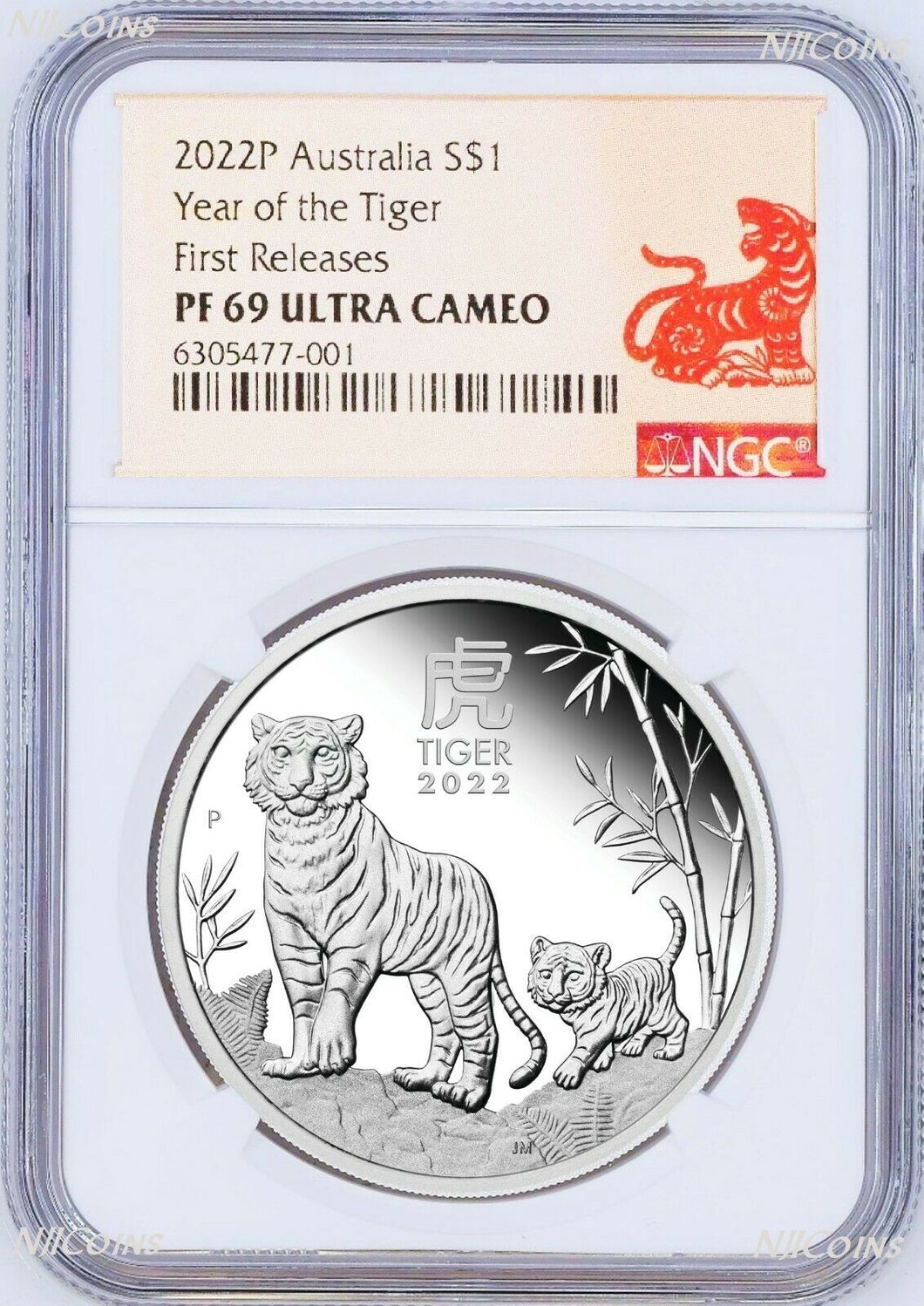 2022 Australia PROOF Silver Lunar Year of the TIGER NGC PF69 1oz $1 Coin FR