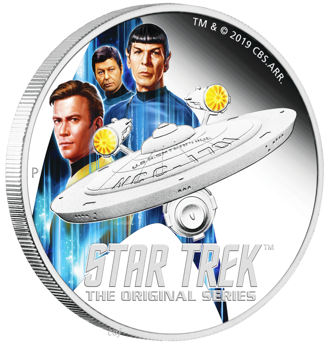 2019 Star Trek ENTERPRISE & CREW 2oz Silver $2 Coin 1,250 Mintage