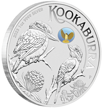 Load image into Gallery viewer, 2023 ANDA Melbourne Expo Kookaburra 1oz $1 Silver Coin Helmeted Honeyeater PRIVY
