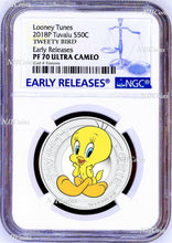 Load image into Gallery viewer, 2018 TUVALU Looney Tunes TWEETY BIRD Silver Proof NGC PF70 Half Dollar Coin ER
