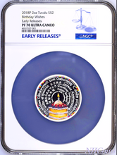 Load image into Gallery viewer, 2018 2 oz Silver Happy Birthday Wishes Tuvalu $2 Proof Coin NGC PF70 ER w/ OGP
