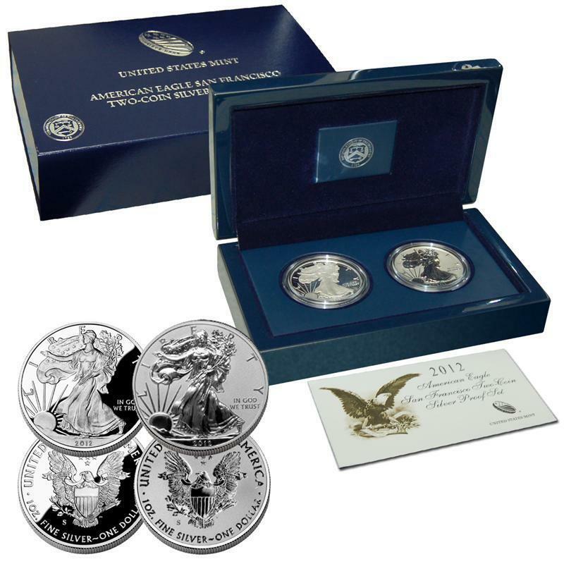 2012 S 75th Anniv. AMERICAN EAGLE SAN FRANCISCO TWO COIN PROOF SET in bos w/ VOA