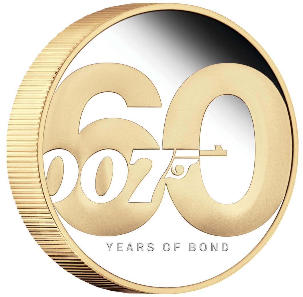 60 YEARS OF BOND 2022 2oz $2 SILVER PROOF GILDED GILT COIN James 007