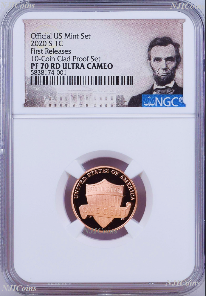 2020 S 10-coin-clad-proof-SET Version LINCOLN CENT Penny NGC PF70 RD FR