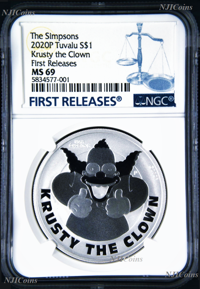 2020 Simpsons Krusty the Clown $1 1oz .9999 Silver COIN NGC MS69 FR Simpson