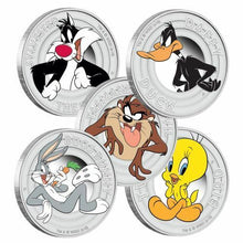 Load image into Gallery viewer, Complete 5-COIN-set 2018 Tuvalu LOONEY TUNES 1/2oz SILVER Half Dollar
