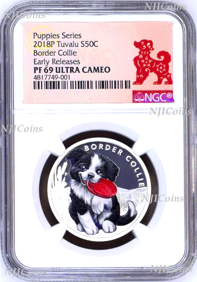 2018 Puppies Border Collie PROOF Silver NGC PF 69 1/2oz Coin Lunar Year DOG