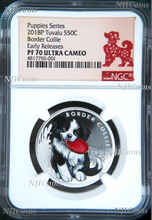 Load image into Gallery viewer, 2018 Puppies Border Collie PROOF Silver NGC PF 70 1/2oz Coin Lunar Year DOG
