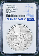 Load image into Gallery viewer, 2021 Simpsons Family Marge &amp; Maggie $1 1oz .9999 Silver COIN NGC MS70 ER
