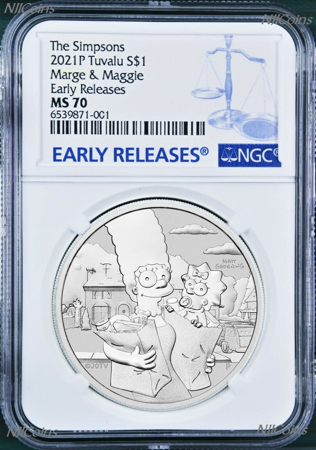 2021 Simpsons Family Marge & Maggie $1 1oz .9999 Silver COIN NGC MS70 ER