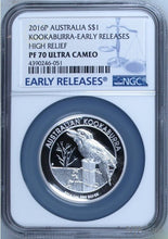 Load image into Gallery viewer, 2016 P Australia HIGH RELIEF 1oz Silver Kookaburra $1 Coin NGC PF70 UC ER + OGP
