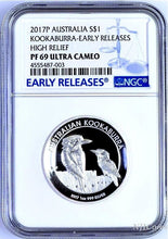 Load image into Gallery viewer, 2017 P Australia HIGH RELIEF 1oz Silver Kookaburra $1 Coin NGC PF69 UC ER + OGP
