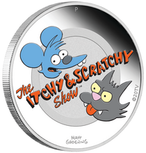 Load image into Gallery viewer, 2021 Simpsons Itchy &amp; Scratchy 1oz $1 Silver 99.99% Dollar Proof Coin
