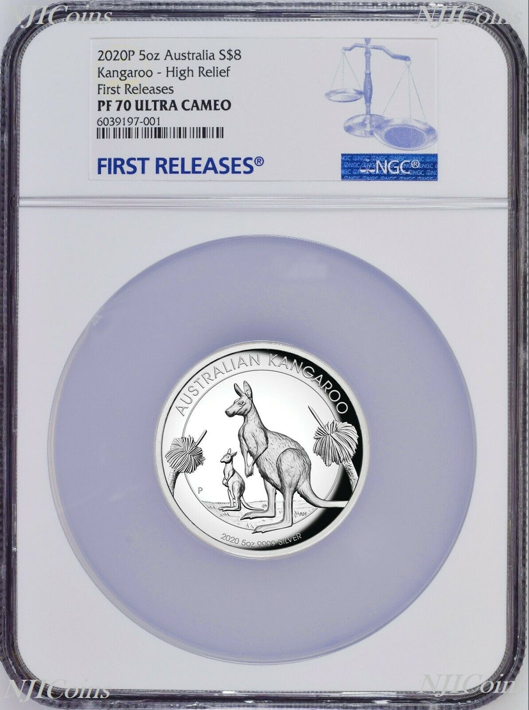 500 Mintage 2020 P Australia HIGH RELIEF 5oz Silver Kangaroo $8 Coin NGC PF70 FR