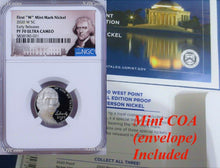 Load image into Gallery viewer, 2020 W First &quot;W&quot; Mint Mark Nickel NGC PF70 Ultra Cameo Portrait Label ER w/coa
