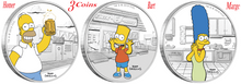 Load image into Gallery viewer, 3-Coin Set 2019 The Simpsons - Homer Bart &amp; Marge Simpson 1oz x3 $1 Silver
