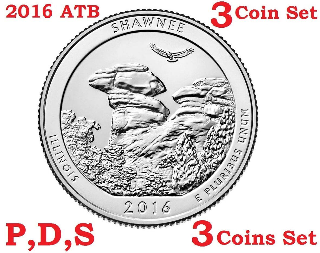 2016 P D S 3 Quarters set America the Beautiful Shawnee National Forest coin