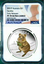 Load image into Gallery viewer, 2021 Australia Quokka Silver Colored Proof NGC PF70 Ultra Cameo 1oz $1 Coin ER
