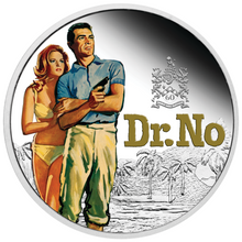 Load image into Gallery viewer, JAMES BOND 007 DR. NO 2022 1oz SILVER PROOF Colored $1 COIN w/last QEII Portrait
