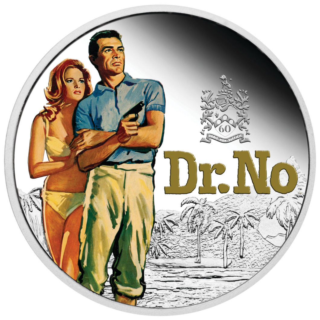 JAMES BOND 007 DR. NO 2022 1oz SILVER PROOF Colored $1 COIN w/last QEII Portrait