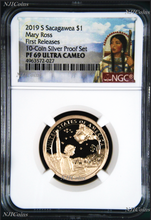 Load image into Gallery viewer, 2019 S Proof Native American Mary Ross NGC PF69 Dollar in 10-coin-silver-set FR
