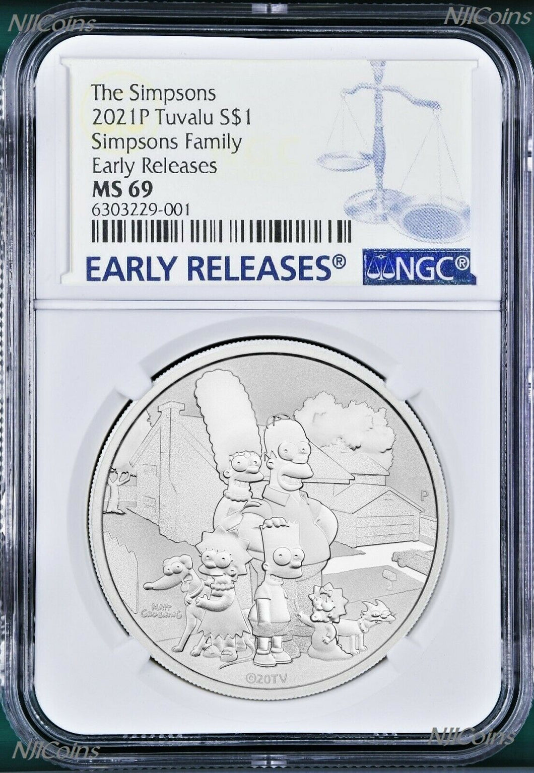 2021 Simpsons Family Simpson $1 1oz .9999 Silver COIN NGC MS69 ER