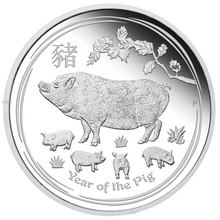 Load image into Gallery viewer, 2019 Australia PROOF Lunar Year of the Pig 1/2 oz SIlver 50c half dollar Coin
