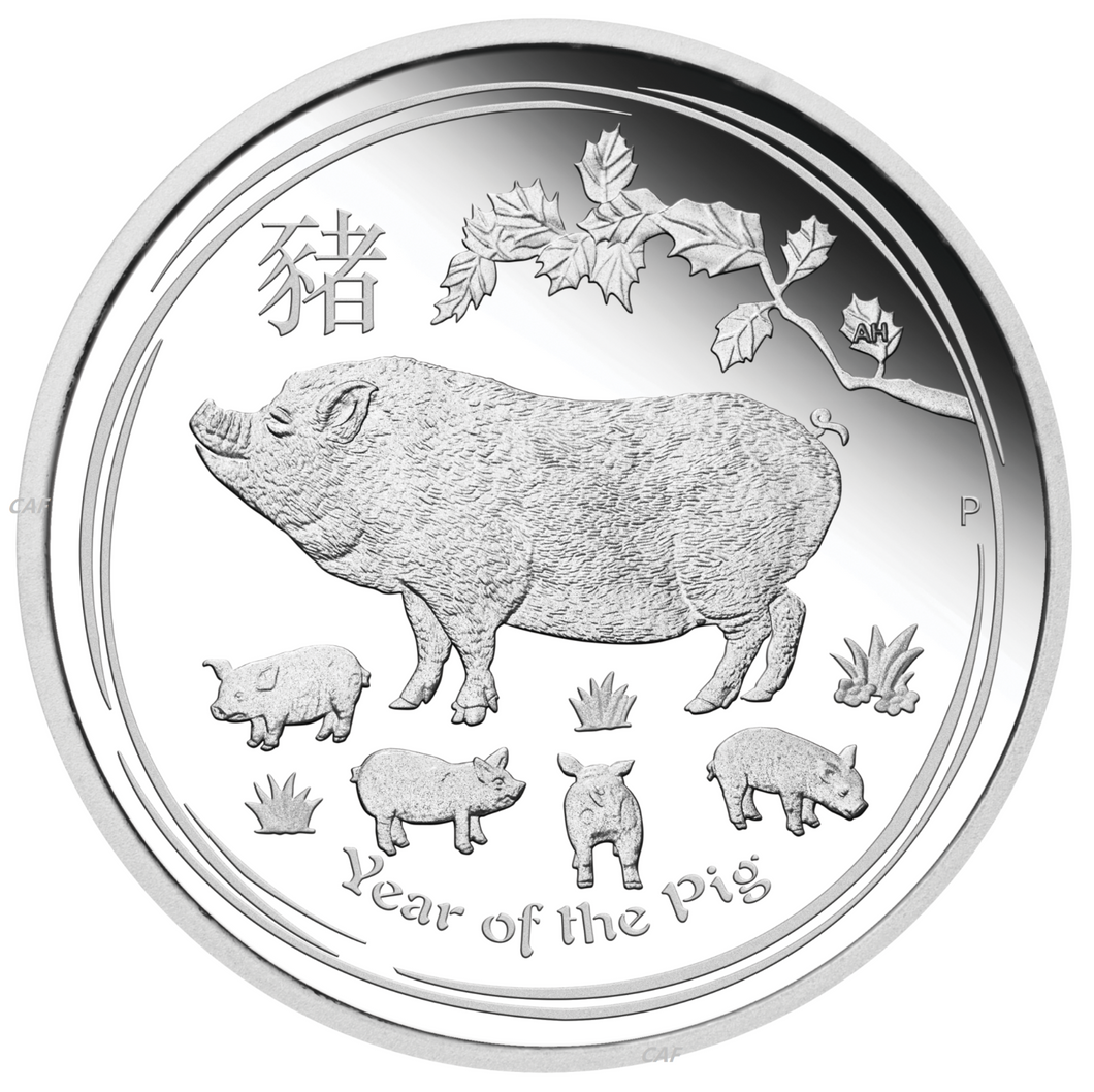 2019 Australia PROOF Lunar Year of the Pig 1/2 oz SIlver 50c half dollar Coin