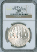 Load image into Gallery viewer, 2010 Disabled American Veterans Commemorative Coin $1 NGC MS 70 MS70
