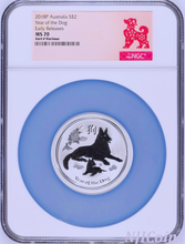 Load image into Gallery viewer, 2018 P Australia Silver Lunar Year of the DOG NGC MS 70 2 oz $2 Coin ER
